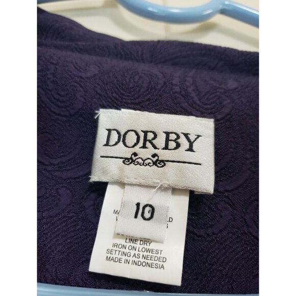 Dorby Womens 10 Dress & Jacket Outfit Set Semi Formal Purple Beaded Blazer Midi - Picture 5 of 6